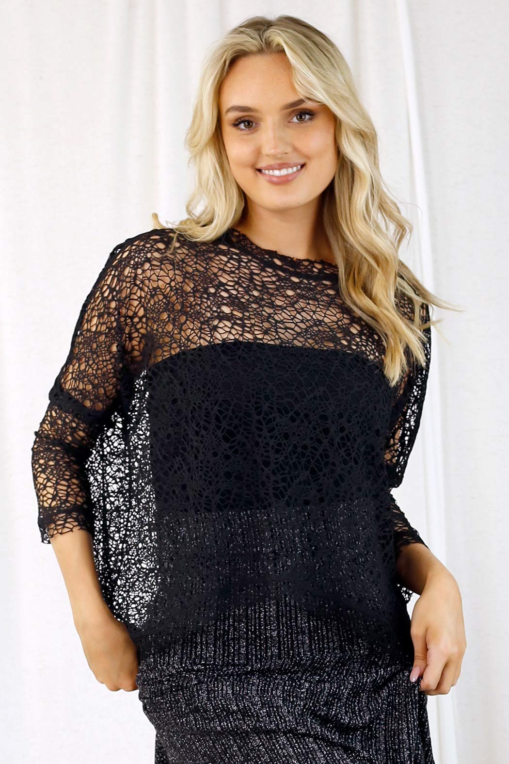 Black Open Lace Top - SALE