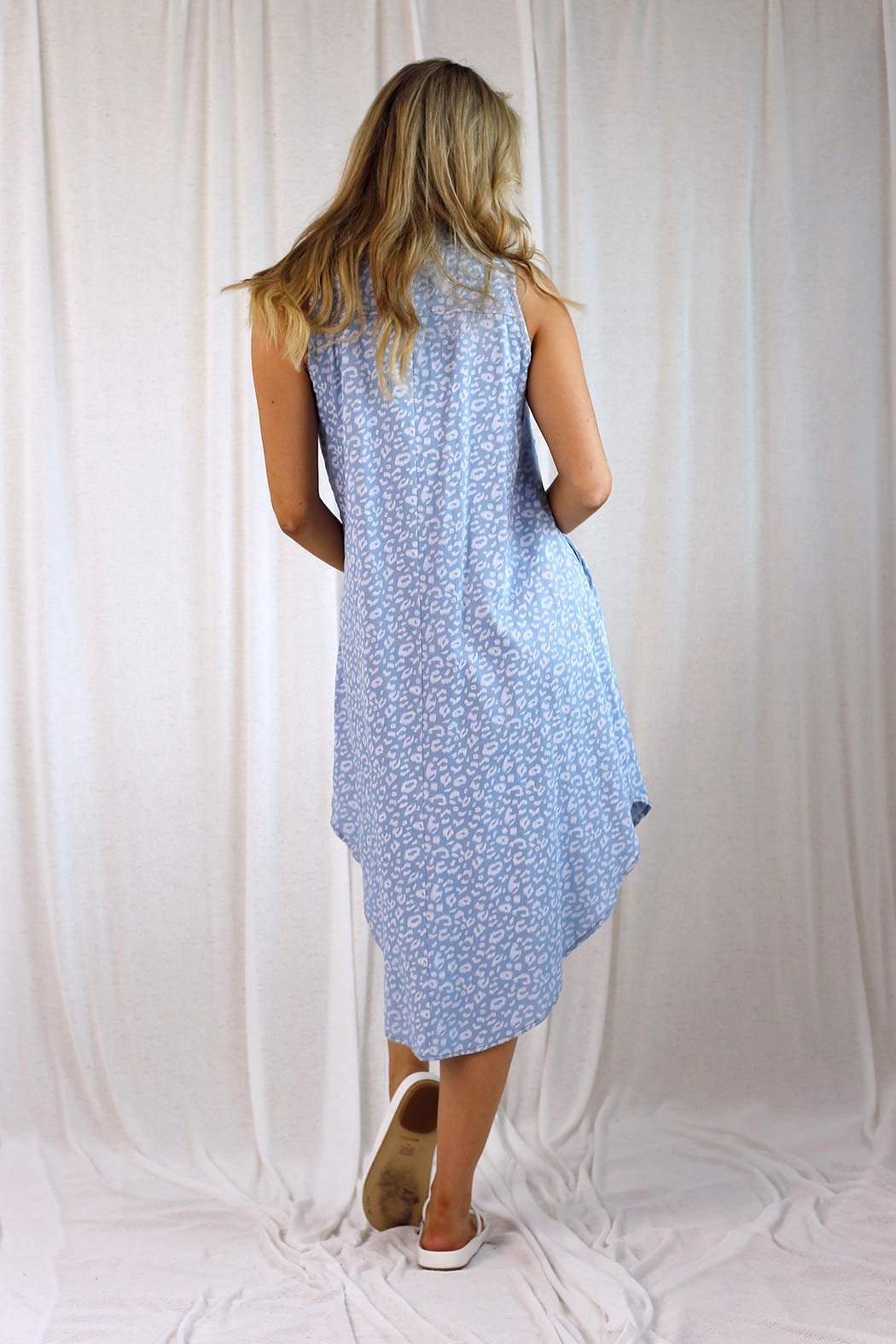 White Animal Chambray Blogger Dress - SALE