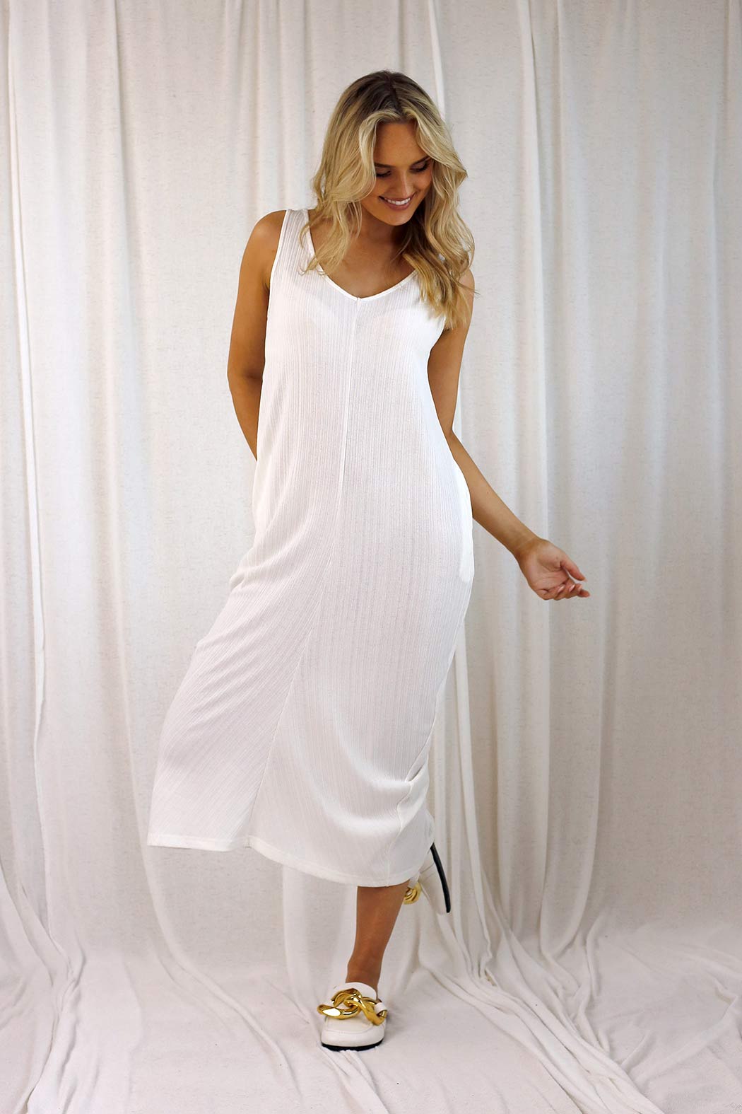 White Shan Rib Reversible Wonderdress - SALE
