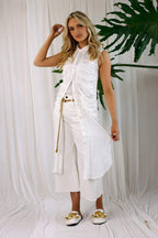 White Ruched Vest Shirt - SALE