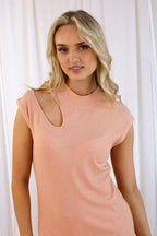 Peach Rib Cut Out Dress - FINAL SALE