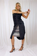 Black Ruched Vest Shirt - SALE