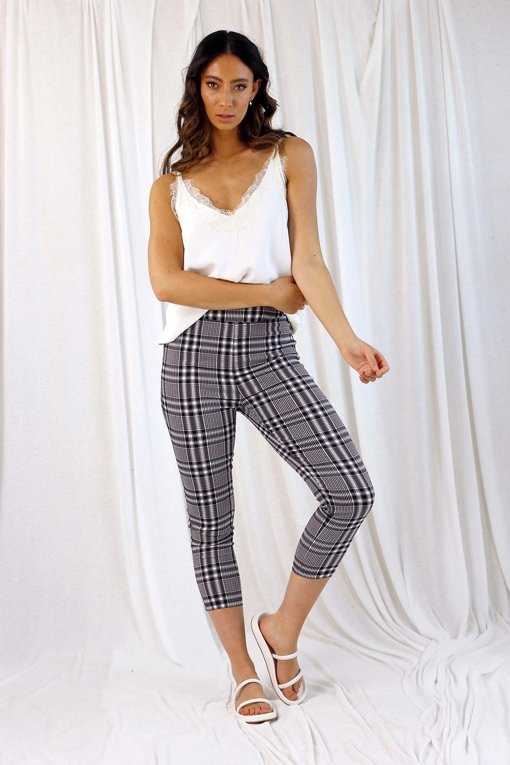 Plaid Crop Benny Pant - SALE