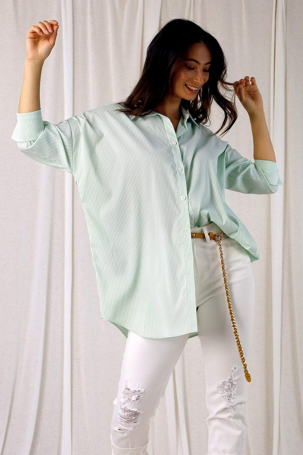 Green Stripe Blake Shirt - SALE