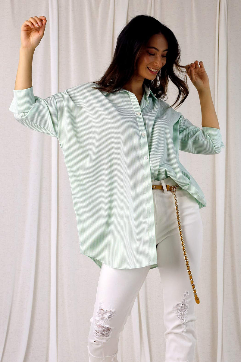 Green Stripe Blake Shirt - SALE