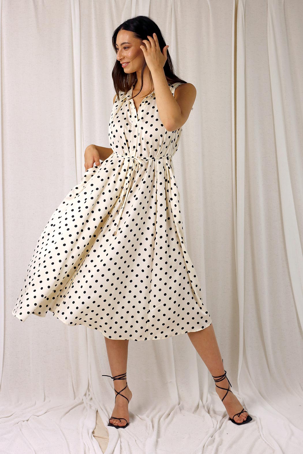 Ivory Spot Nano Drape Dress - SALE