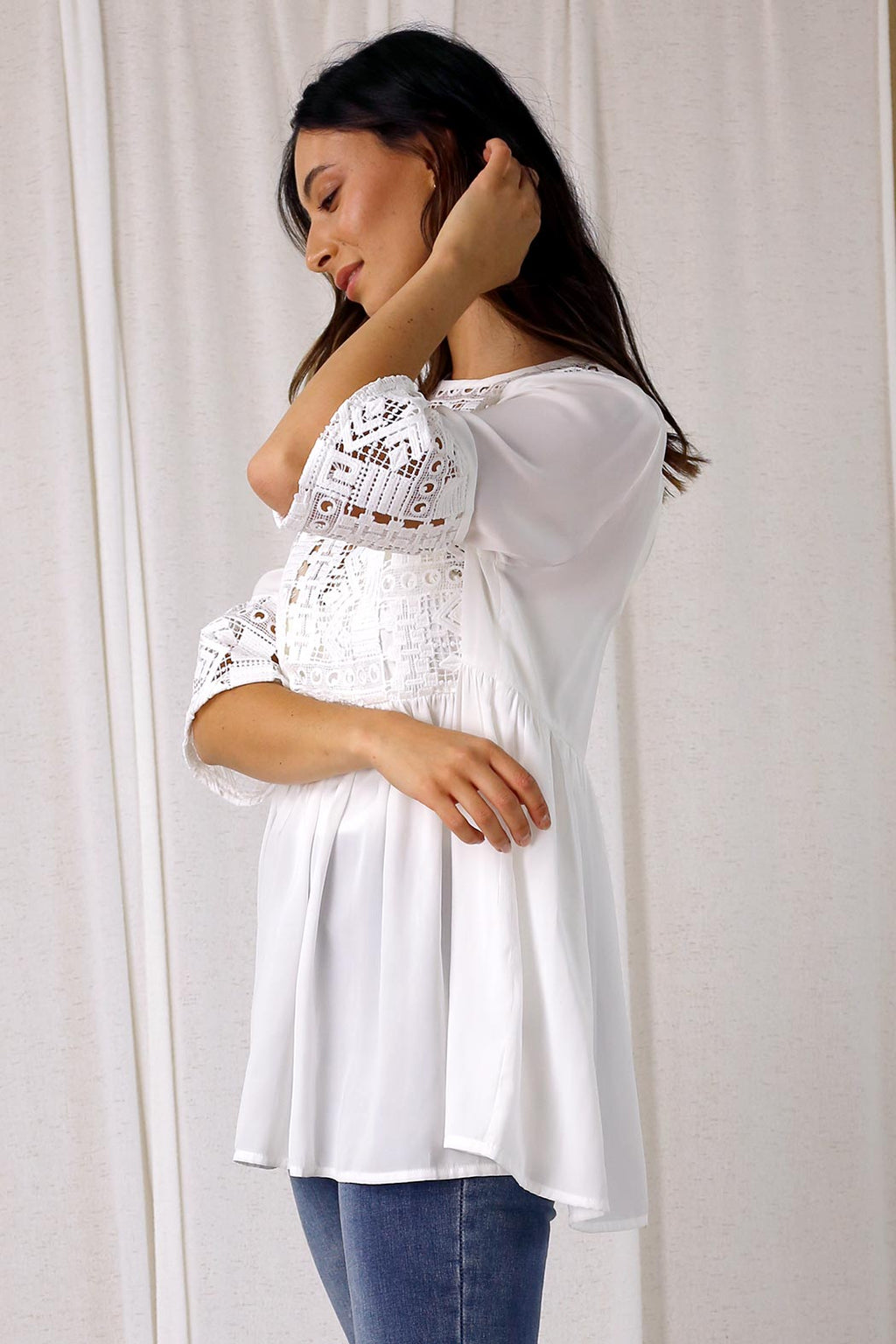 White Lace Peplum Top - SALE