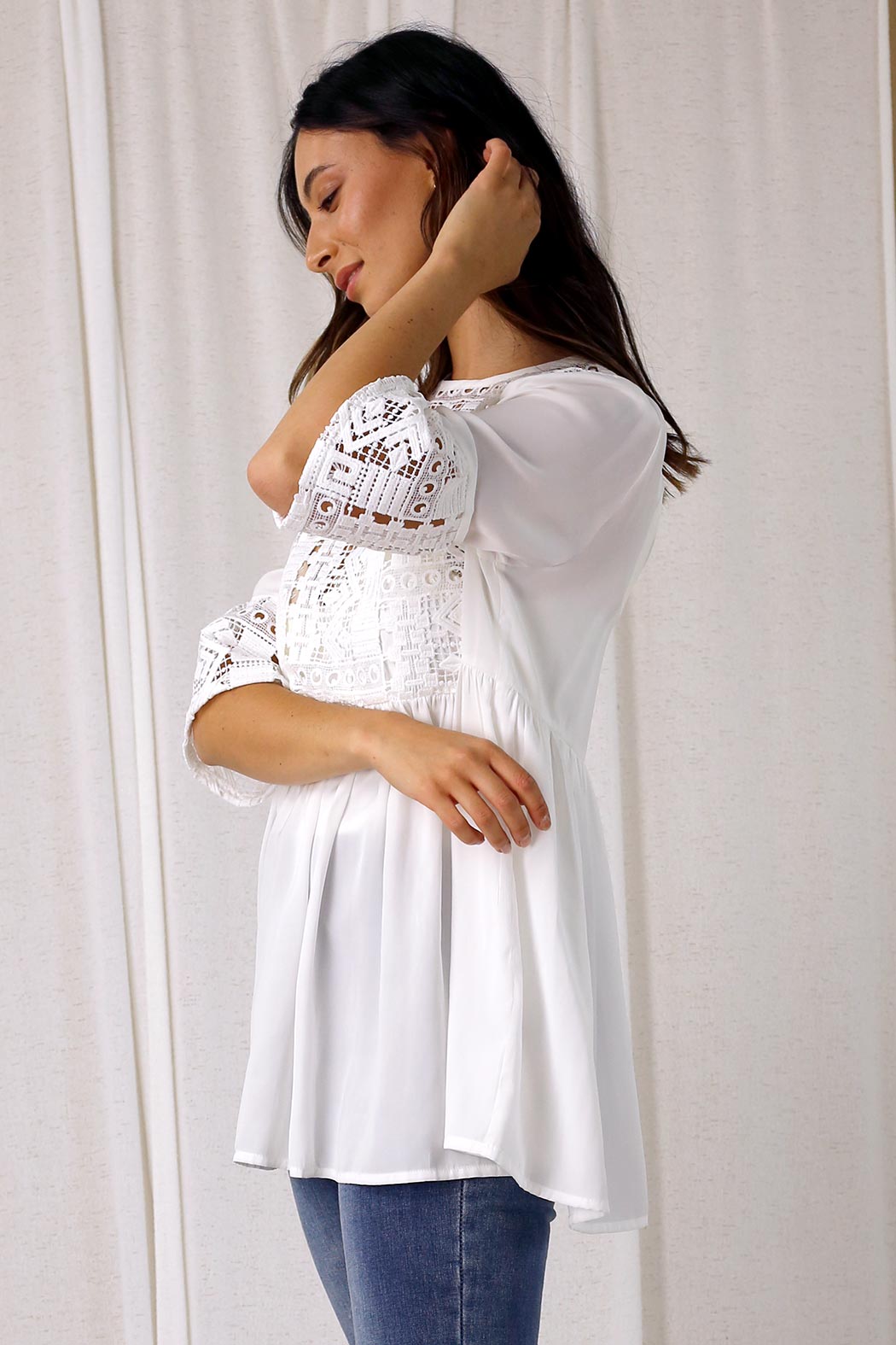White Lace Peplum Top - SALE
