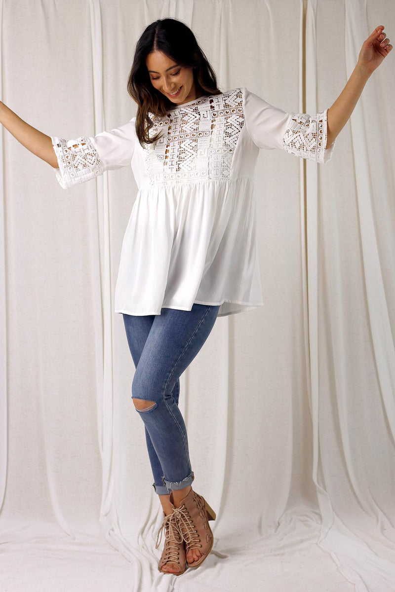 White Lace Peplum Top - SALE