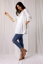 White Lace Peplum Top - SALE