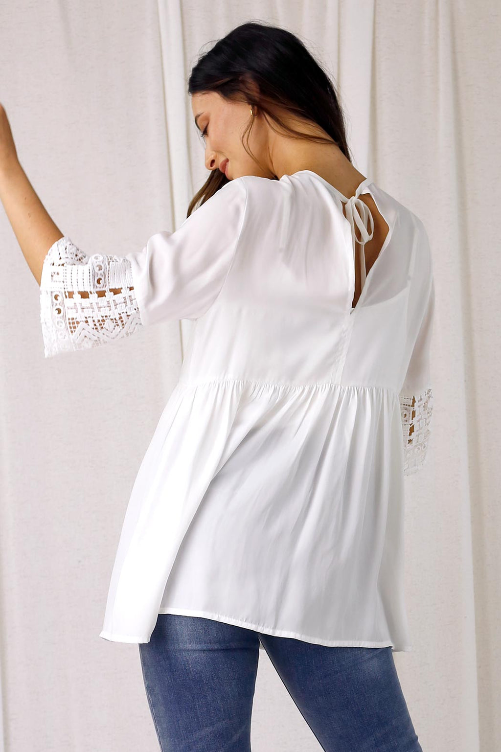 White Lace Peplum Top - SALE