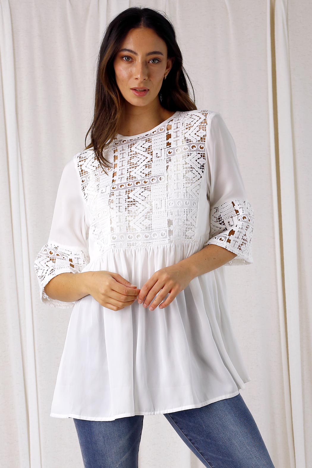 White Lace Peplum Top - SALE