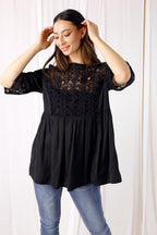 Black Lace Peplum Top - SALE