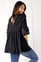 Black Lace Peplum Top - SALE