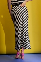 Thick Stripe Silky Bias Skirt Thick Stripe