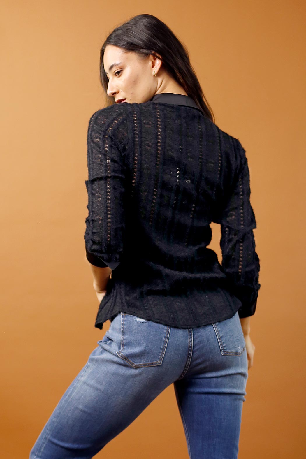 Black Stretch Lace Bodyshirt - SALE