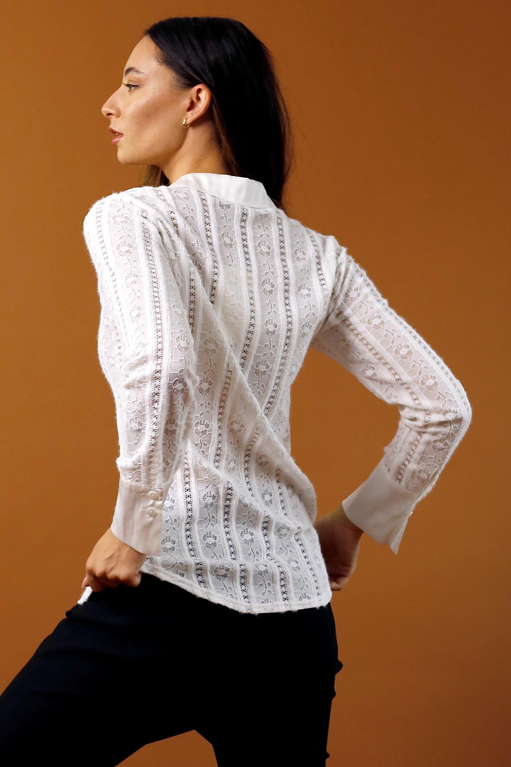 Ivory Stretch Lace Bodyshirt - SALE