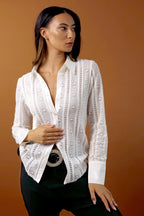 Ivory Stretch Lace Bodyshirt - SALE
