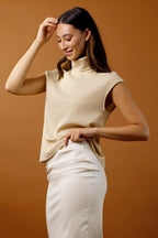 Pale Gold Lurex High Neck Top - FINAL SALE