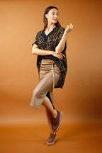 Mocha Vegan Leather Tuck Skirt - SALE