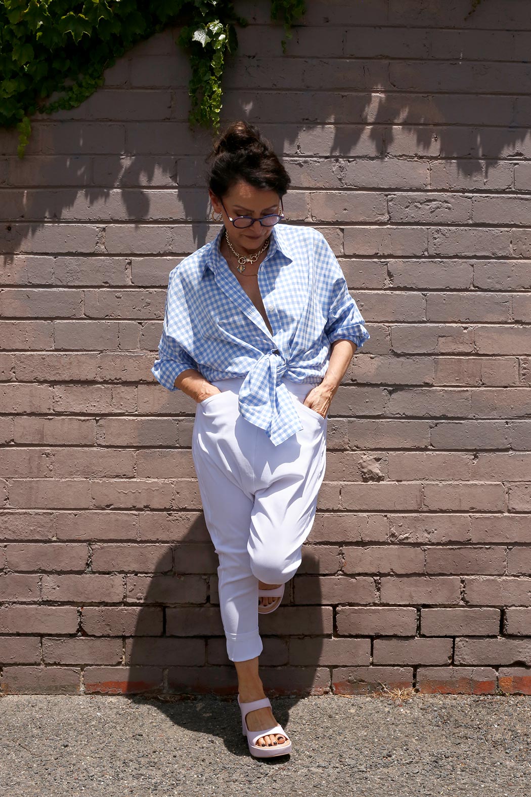 White Bennie Droppie Pants - FINAL SALE