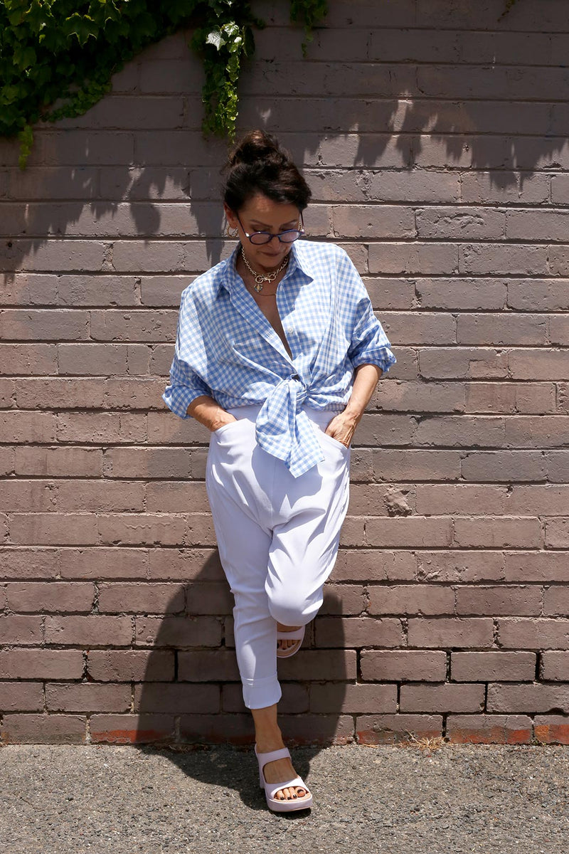 White Bennie Droppie Pants - FINAL SALE