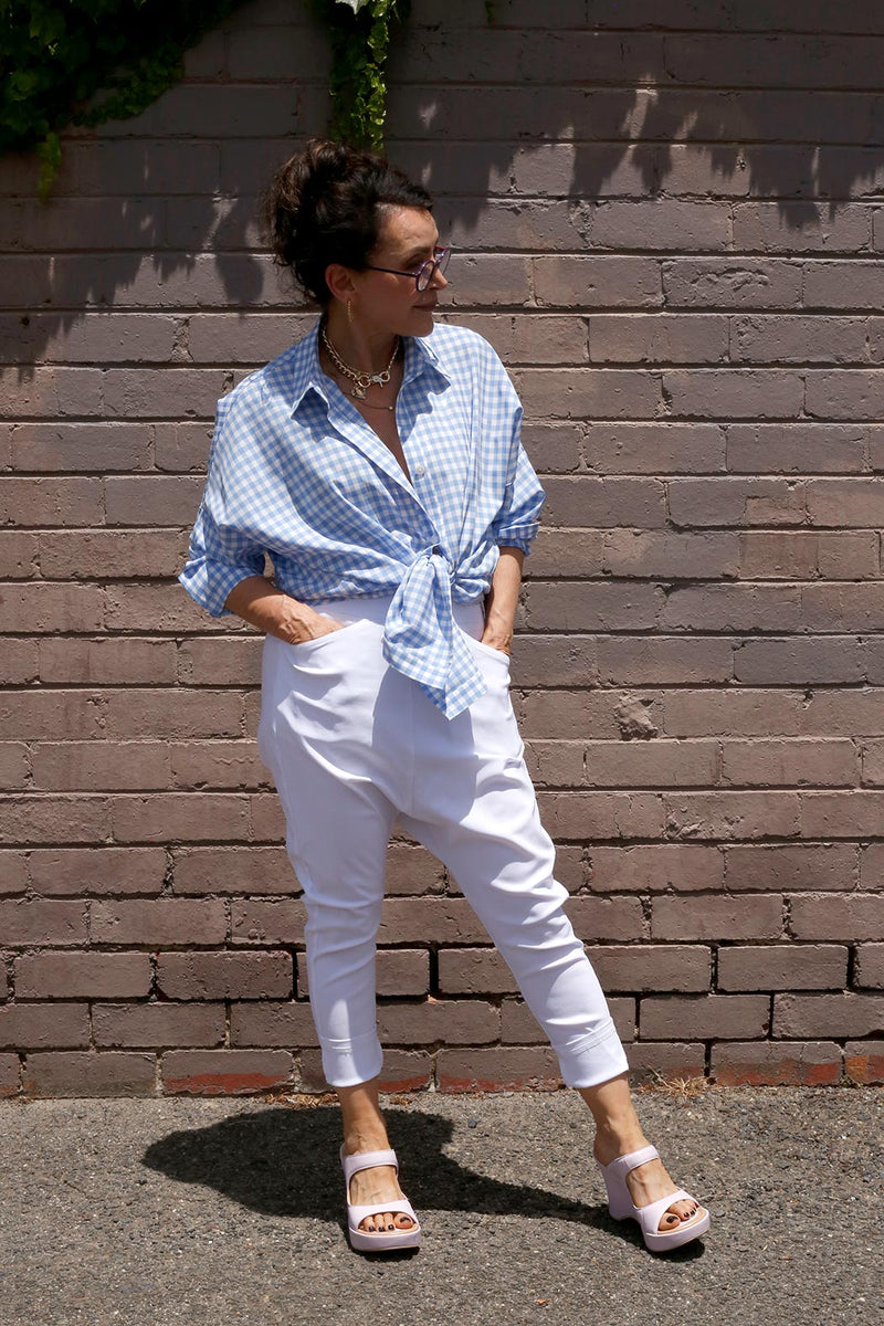 White Bennie Droppie Pants - FINAL SALE