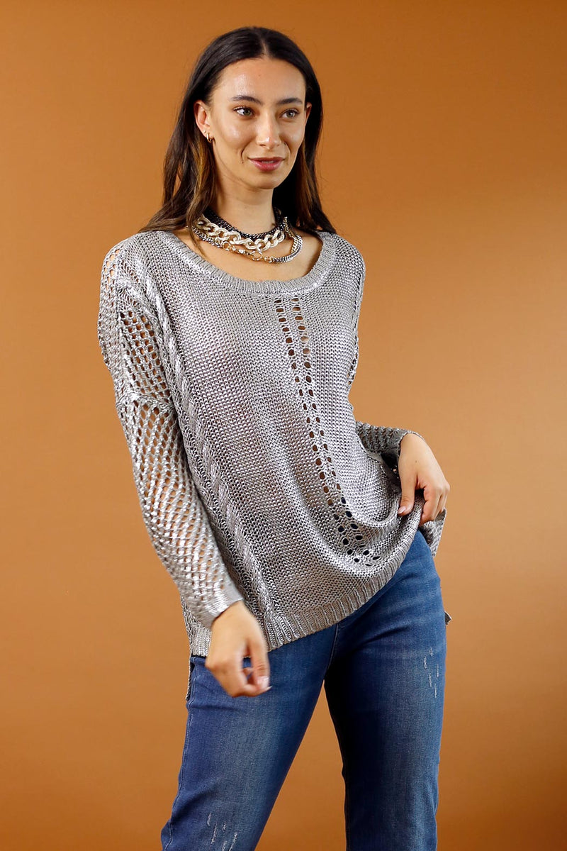 Silver Foil Crop Jumper - SALE