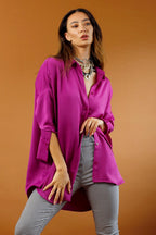 Magenta Satin Blake Shirt