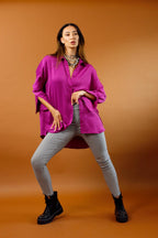 Magenta Satin Blake Shirt