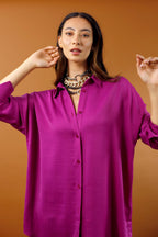 Magenta Satin Blake Shirt