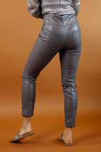 Grey Vegan Leather Biker Pant - SALE