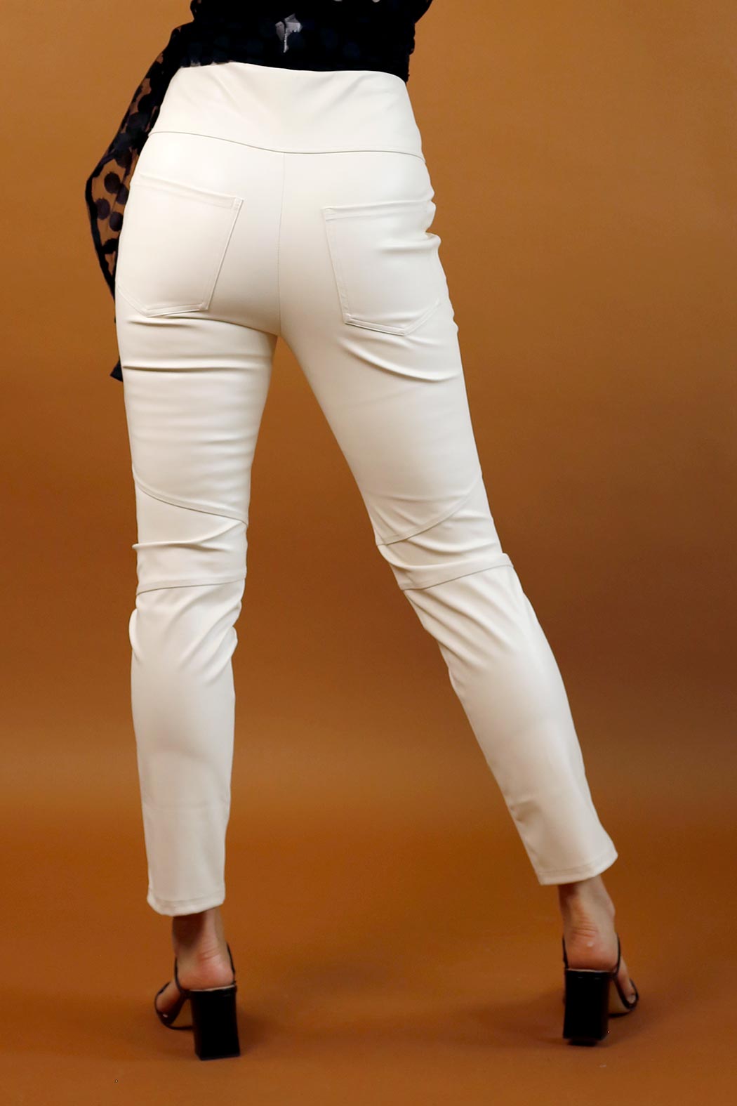 Ivory Vegan Leather Biker Pant - SALE