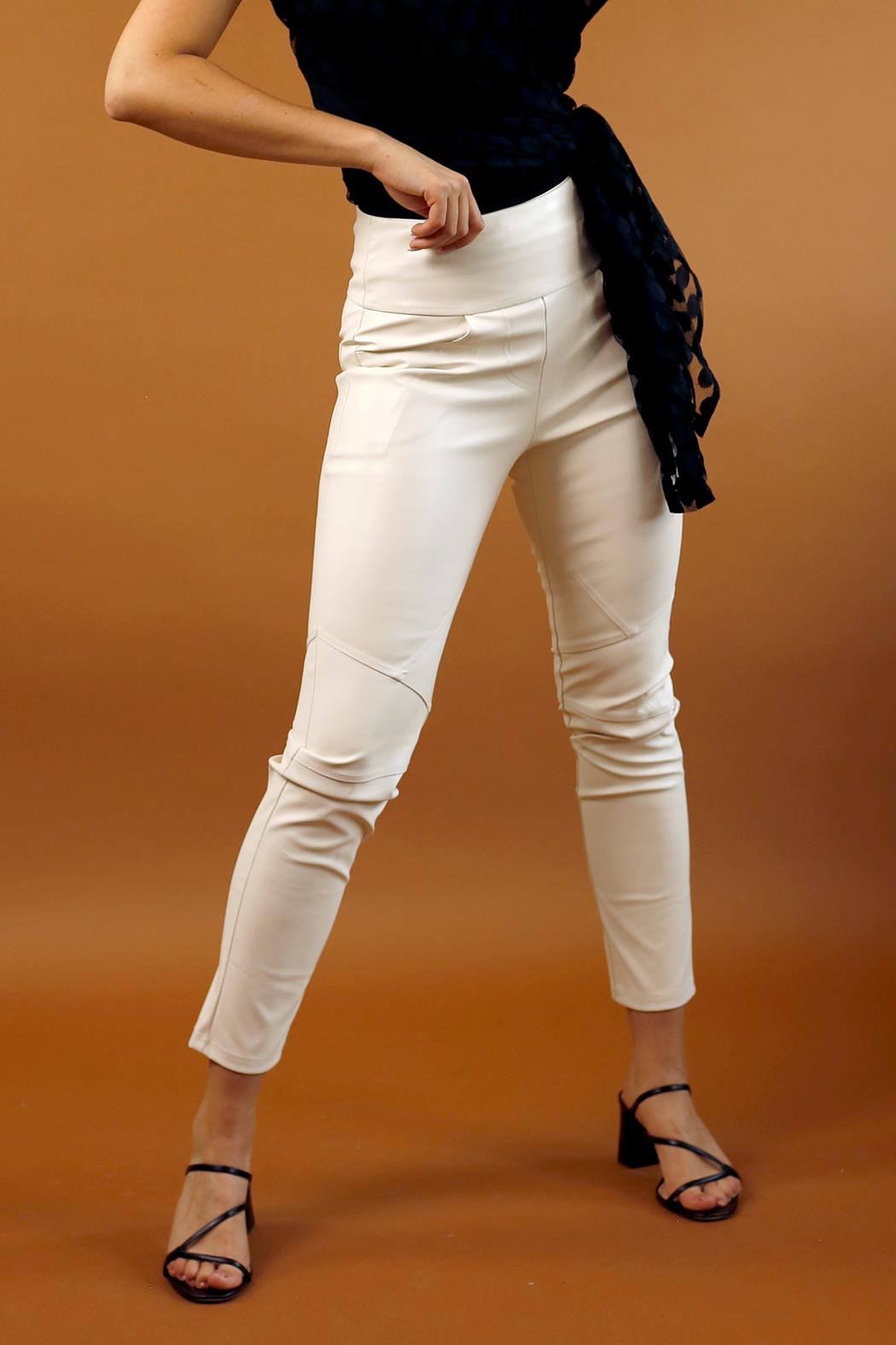 Ivory Vegan Leather Biker Pant - SALE