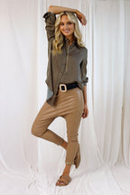 Taupe Vegan Leather Droppie - FINAL SALE