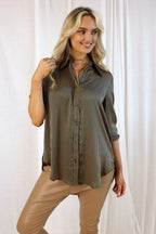 Stripe Silky Boyfriend Shirt - SALE