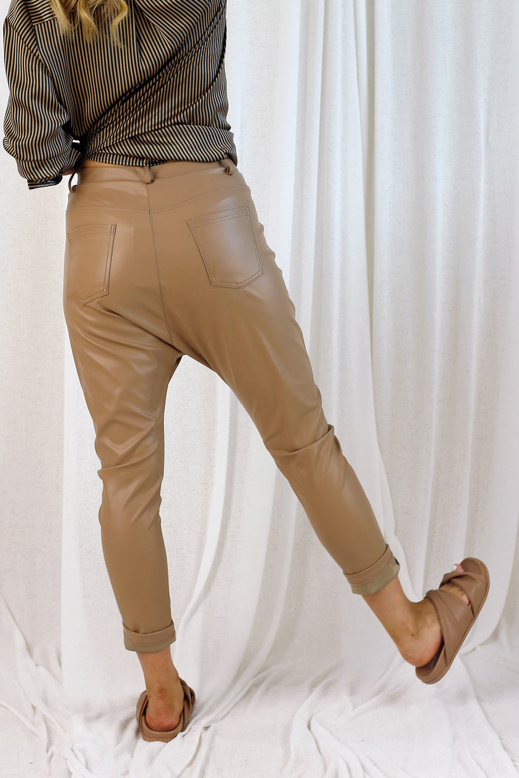 Taupe Vegan Leather Droppie - FINAL SALE