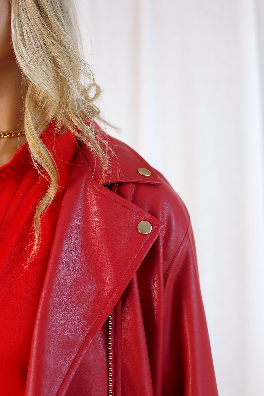 Red Vegan Leather Jacket