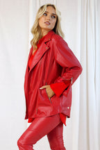 Red Vegan Leather Jacket