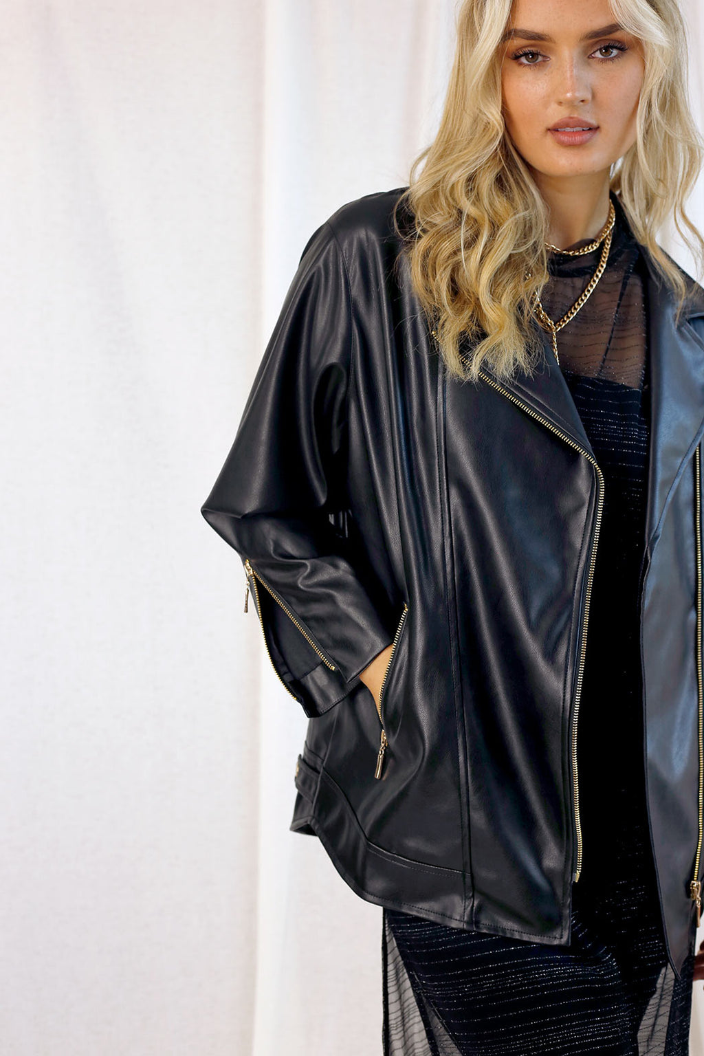 Black Vegan Leather Jacket - SALE