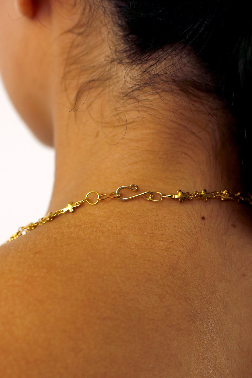 Gold Double Strand Cross Chain Necklace - FINAL SALE