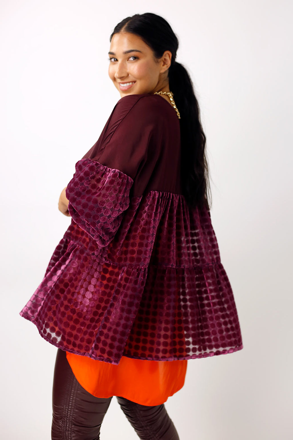 Wine Velvet Burnout Top - FINAL SALE