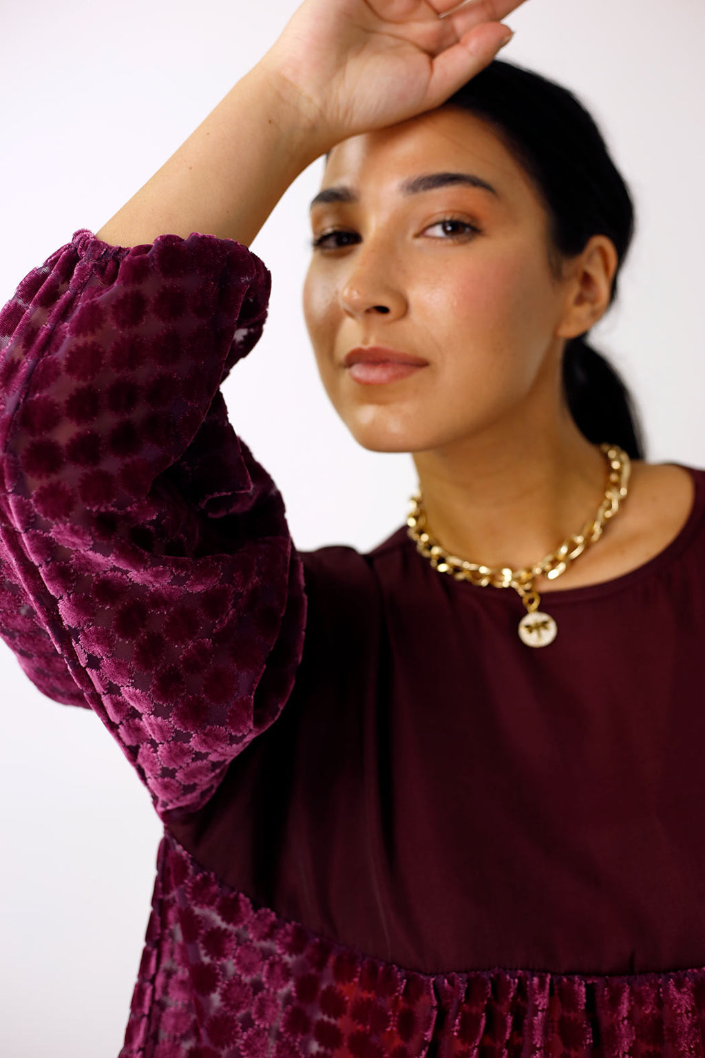 Wine Velvet Burnout Top - FINAL SALE