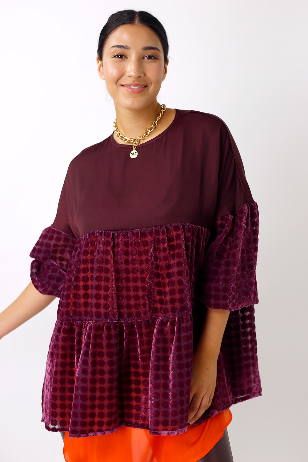 Wine Velvet Burnout Top - FINAL SALE