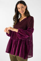 Wine Velvet Burnout Top - FINAL SALE