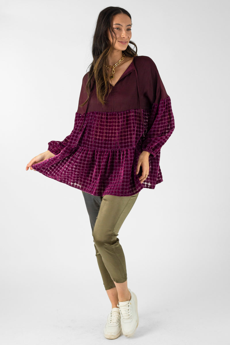 Wine Velvet Burnout Top - FINAL SALE