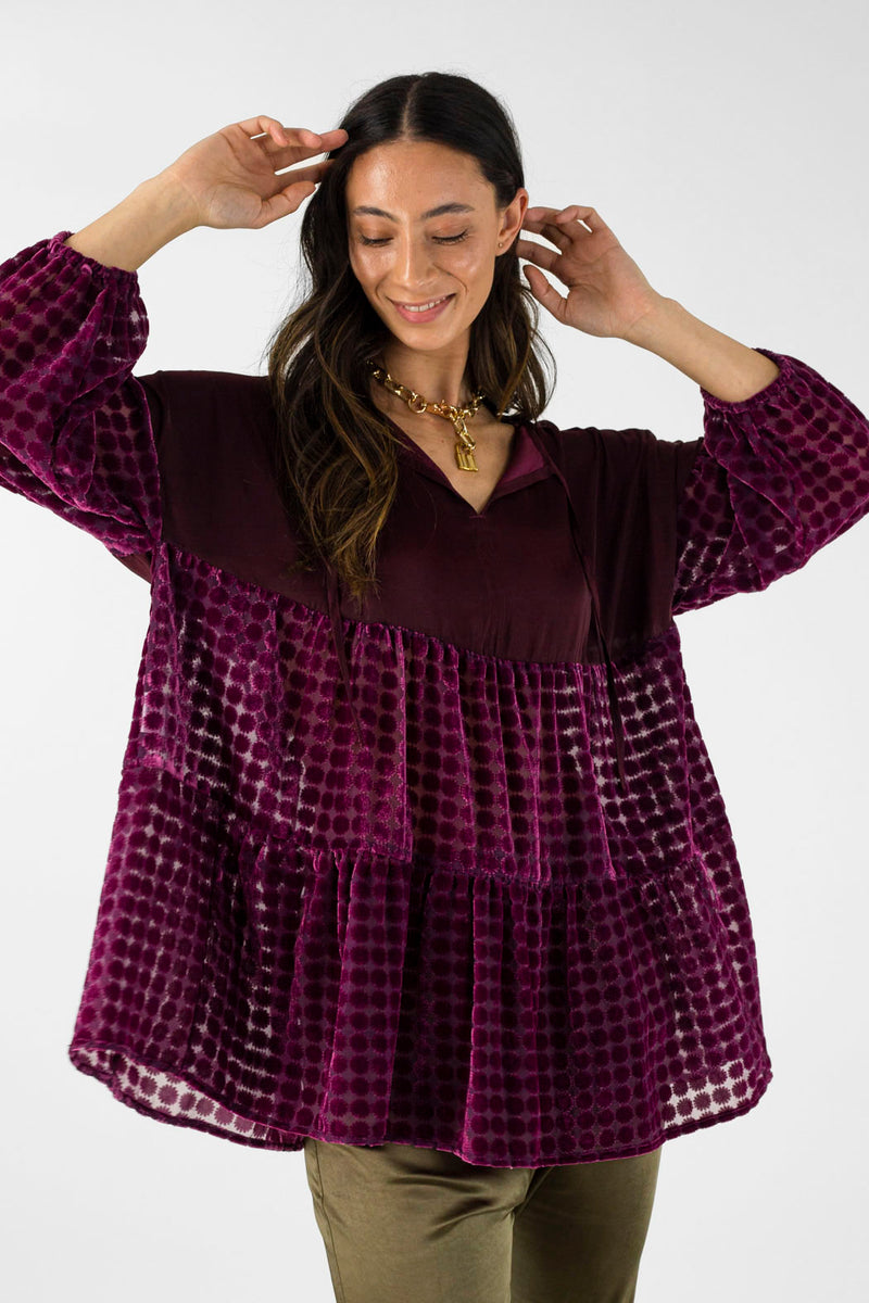 Wine Velvet Burnout Top - FINAL SALE