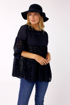 Black Velvet Burnout Top - FINAL SALE