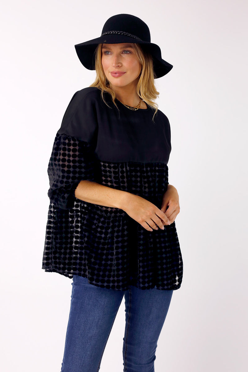 Black Velvet Burnout Top - FINAL SALE