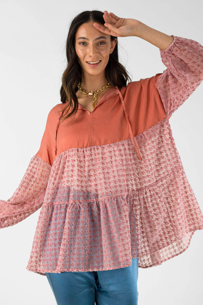 Peach Velvet Burnout Top - FINAL SALE